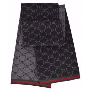Gucci Wool Black Reversible GG Guccissima Scarf
